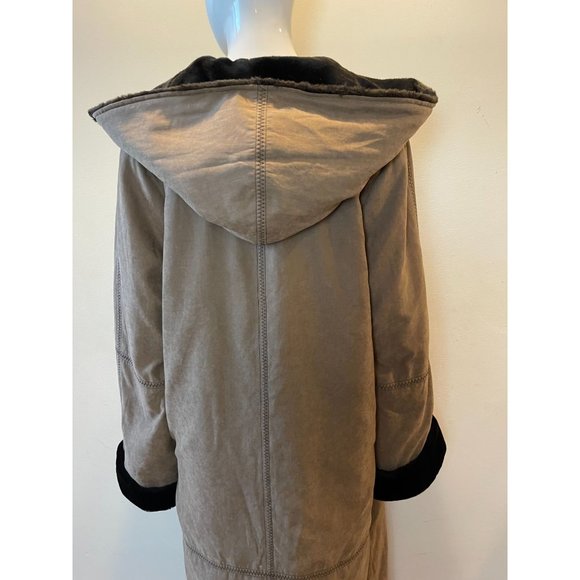 Utex Design Vintage 1980s Womens Long Hooded Coat with Faux Fur Lined Brown SZ L - Picture 8 of 15